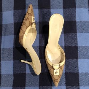 Gucci pointed mules In canvas fabric